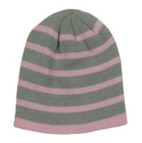 Šedo-růžová pruhovaná čepice