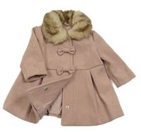 Světlerůžový flaušový kabát s kožíškem F&F