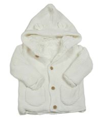 Bílý podšitý propínací svetr s kapucí George