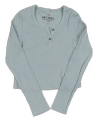 Světlemodré žebrované crop triko M&S