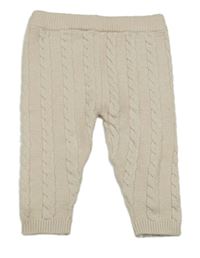Světlebéžové vzorované pletené kalhoty M&S