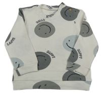 Bílé žebrované triko se smajlíky Tu