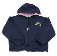 Tmavomodrá propínací mikina s duhou a kapucí TU