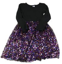 Černé bavlněno/tylové šaty s flitry Kiki&Koko