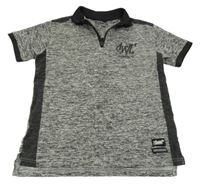 Černo-bílé melírované polo tričko s logem Sonneti