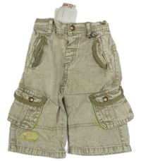 Nové -  Khaki plátěné cargo kraťasy Mamas&Papas