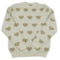Smetanový svetr se srdíčky C&A