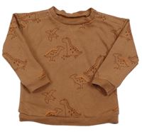 Hnědá mikina s dinosaury Tu