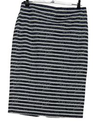 Dámská tmavomodro-bílá pruhovaná midi sukně M&S