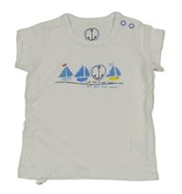 Bílé bavlněné tričko s loďkami Tchibo