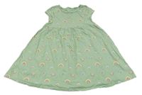 Zelené bavlněné šaty s duhami Topolino