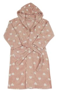 Růžový chlupatý župan se srdíčky a kapucí Name it