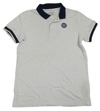Bílé žebrované polo tričko s výšivkou Primark
