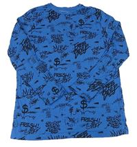 Modré triko s nápisy Primark