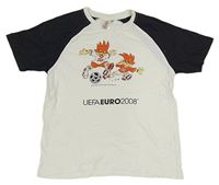 Tmavomodro-bílé tričko s potiskem EURO 2008