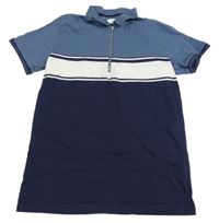 Modro-bílo-tmavomodré polo tričko Next