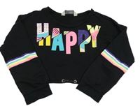 Černá crop mikina s nápisem Lc waikiki