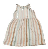 Bílo-khaki růžové pruhované šaty H&M