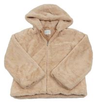Růžová kožešinová podšitá bunda s kapucí Primark