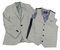 2set - Světlešedé společenské sako + vesta Next