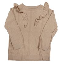 Světlerůžový svetr s volánky Tu