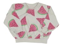 Bílá oversize mikina s melouny Matalan