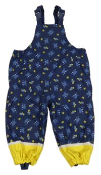 Tmavomodro-žluté nepromokavé podšité laclové kalhoty s kraby a želvami Ergee