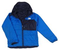 Modro-tmavmomodrá funkční šusťáková zimní oboustranná bunda s kapucí The North Face