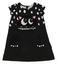 Černo-bílé puntíkaté šaty s příšerkou H&M