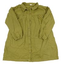 Olivové riflové propínací košilové šaty Next