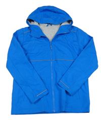 Modrá šusťáková jarní bunda s kapucí 
