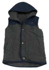 Tmavomodro-šedá šusťáková zateplená vesta s kapucí Trespass