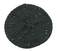 Tmavošedý pletený baret s flitry