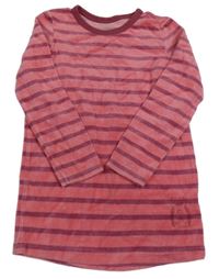 Růžové pruhované sametové šaty se sovou Tchibo