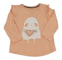 Lososové triko s duchem a volánky 