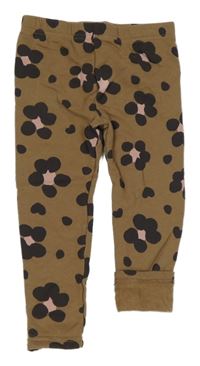 Hnědo-černé vzorované silnější legíny 