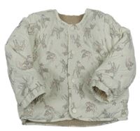 Smetanová prošívaná šusťáková zateplená oboustranná bunda s Bambim PRIMARK