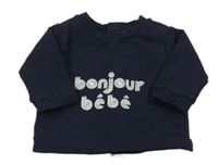 Tmavomodrá mikina s nápisem