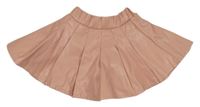 Světlerůžová koženková skládaná sukně 