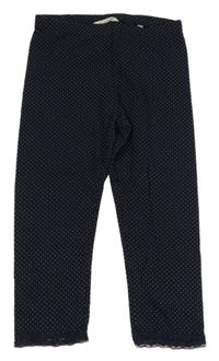 Tmavomodré puntíkaté capri legíny s krajkovým lemem H&M