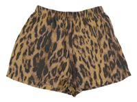 Béžovo-tmavošedo-fialové leopardí kraťasy Next