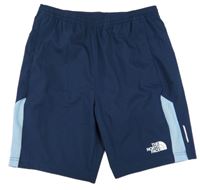 Tmavomodro-modré funkční sportovní kraťasy s logem The North Face