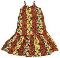 Žluto-červené květované šaty Matalan