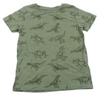 Khaki tričko s dinosaury Primark