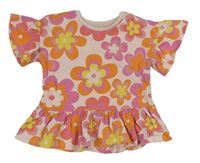 Světerůžové květované peplum tričko Matalan