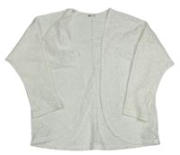 Bílý úpletový perforovaný cardigán H&M