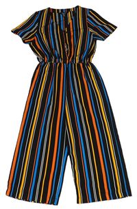 Černo-barevný pruhovaný culottes overal New Look