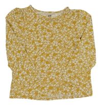 Hořčicové triko s kytičkami H&M