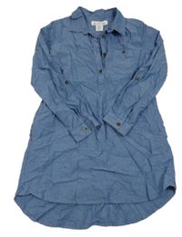 Světlemodré plátěné košilové šaty H&M