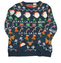 Tmavomodrý svetr s vánočním motivem Star